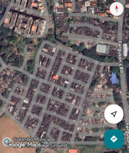 コロンボのスラム密集地域のGoogleマップ航空写真